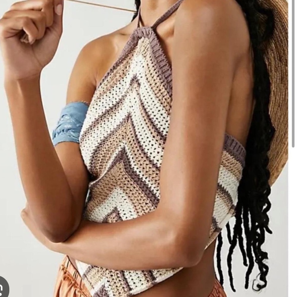 2 NWOT FREE PEOPLE beach June triangle crochet tops size medium